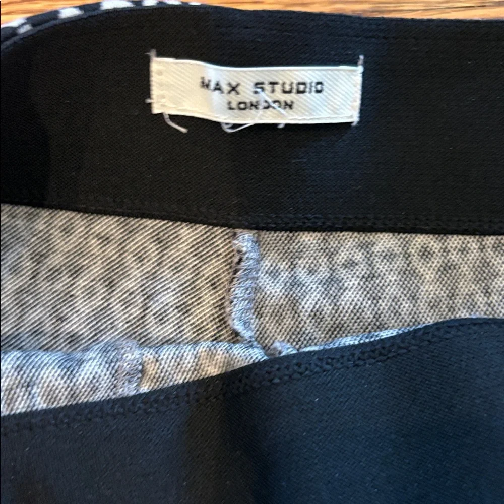 Max Studio High Waist Sailor Button Wide Leg Pants Black White Geometric Print S
